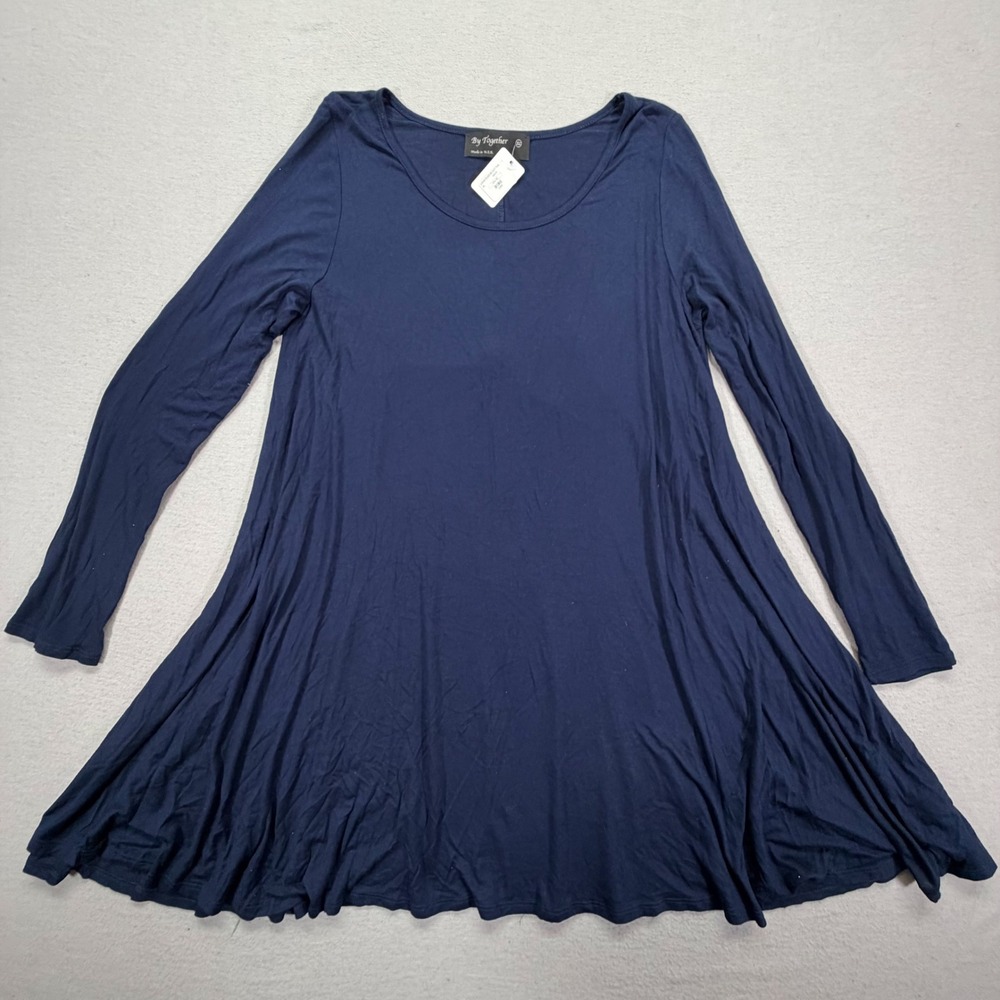 By Together Tunic Womens XL NWT Navy Blue Long Sleeve Swing Top